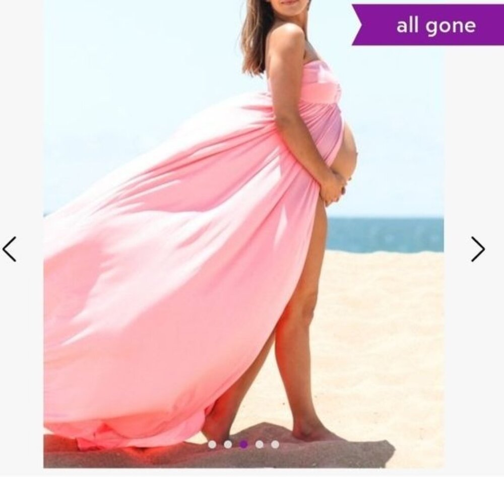 Pinkblush maternity maxi dress Pink Strapless Open Photoshoot Size XL New - Picture 2 of 13